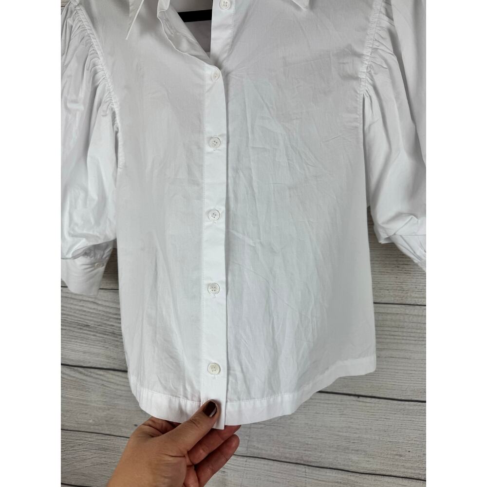Zara Women's White Puff Sleeve Button Up Blouse Size Medium - Picture 4 of 7